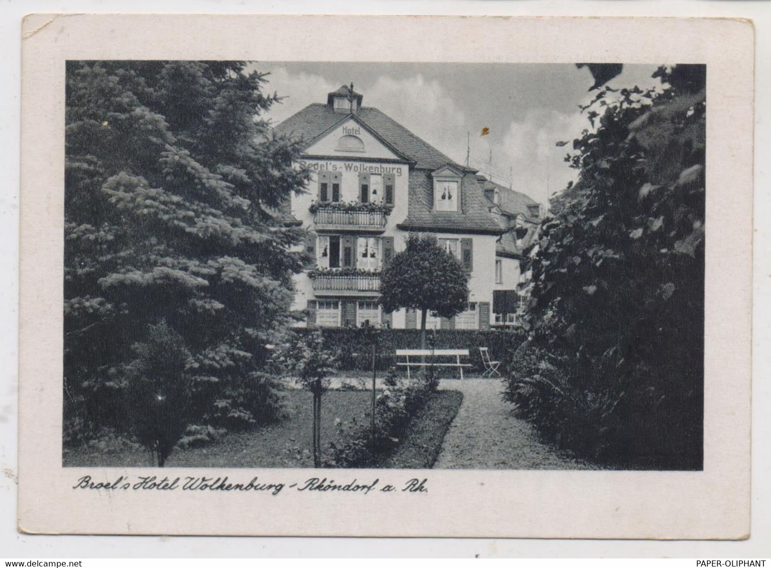 5340 BAD HONNEF - RHÖNDORF, Broel's Hotel Wolkenburg, 1943 !!!, Eckdruckstelle - Bad Honnef