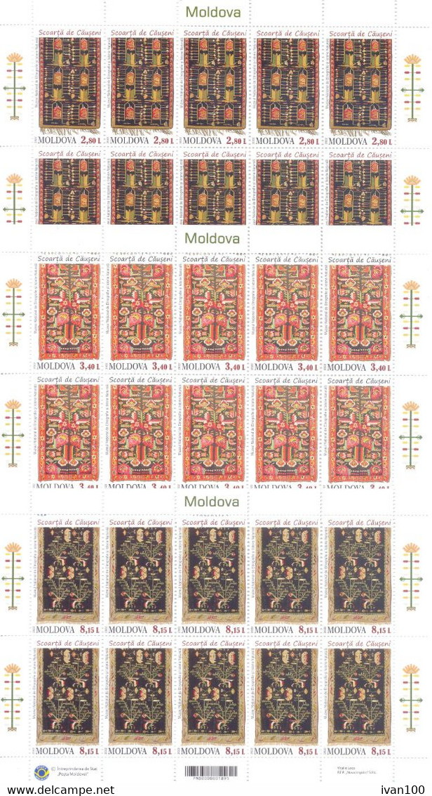 2022. Moldova, Applied Art Of Moldova, Wall-carpets, Region Causen, 3 Sheetlets, Mint/** - Moldova