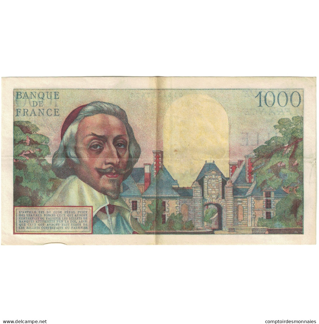 France, 1000 Francs, Richelieu, 1954, 87428 T.62, SUP, Fayette:42.7, KM:134a - 1 000 F 1953-1957 ''Richelieu''