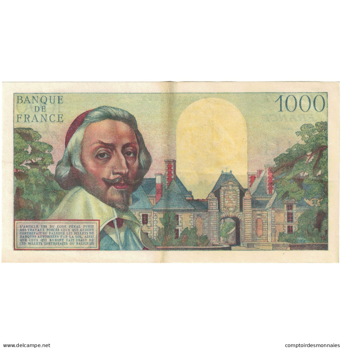 France, 1000 Francs, Richelieu, 1953, 02892 R.16, SUP, Fayette:42.3, KM:134a - 1 000 F 1953-1957 ''Richelieu''