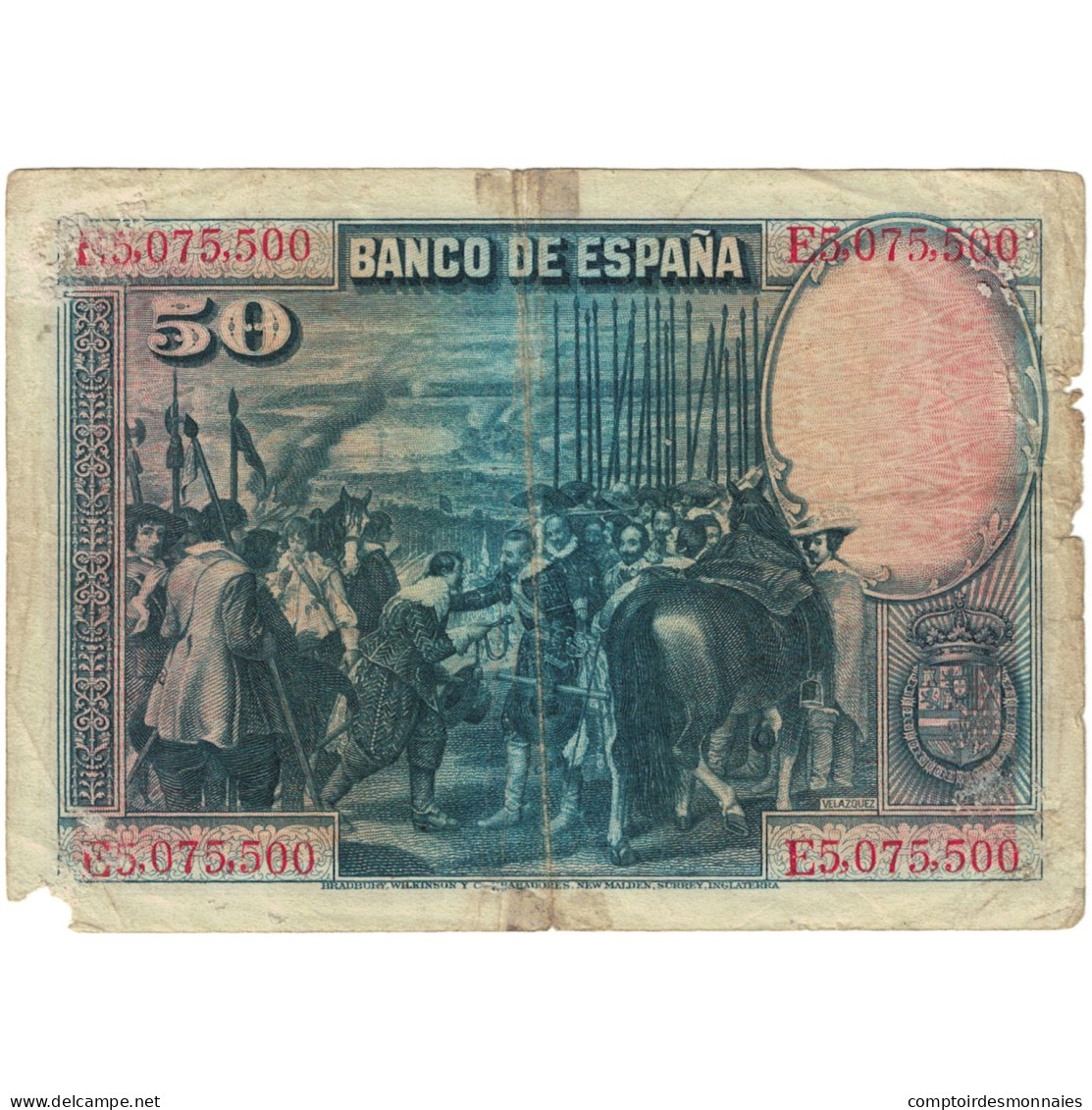 Billet, Espagne, 50 Pesetas, 1928, 1928-08-15, KM:75a, B - 50 Peseten