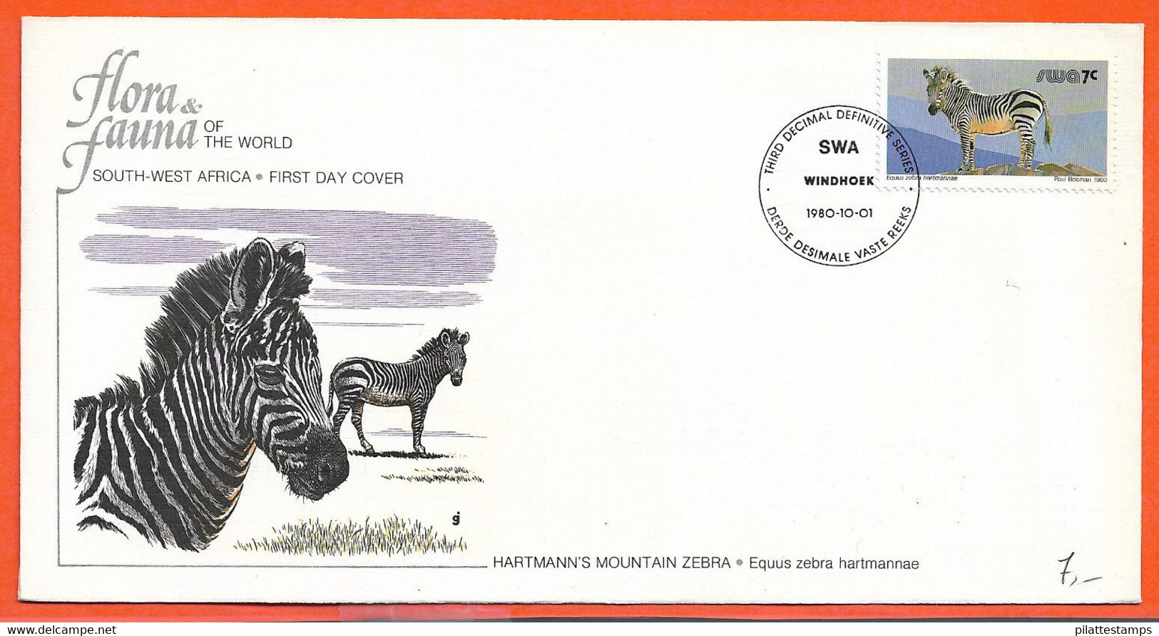 ANIMAUX ZEBRES SUD OUEST AFRICAIN LETTRE FDC DE 1980 - Burros Y Asnos