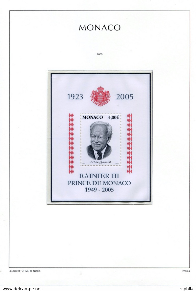 RC 24035 MONACO TIMBRES ÉMIS EN 2005 A LA VALEUR FACIALE SUR FEUILLES LEUCHTTURM NEUF ** MNH TB - Unused Stamps