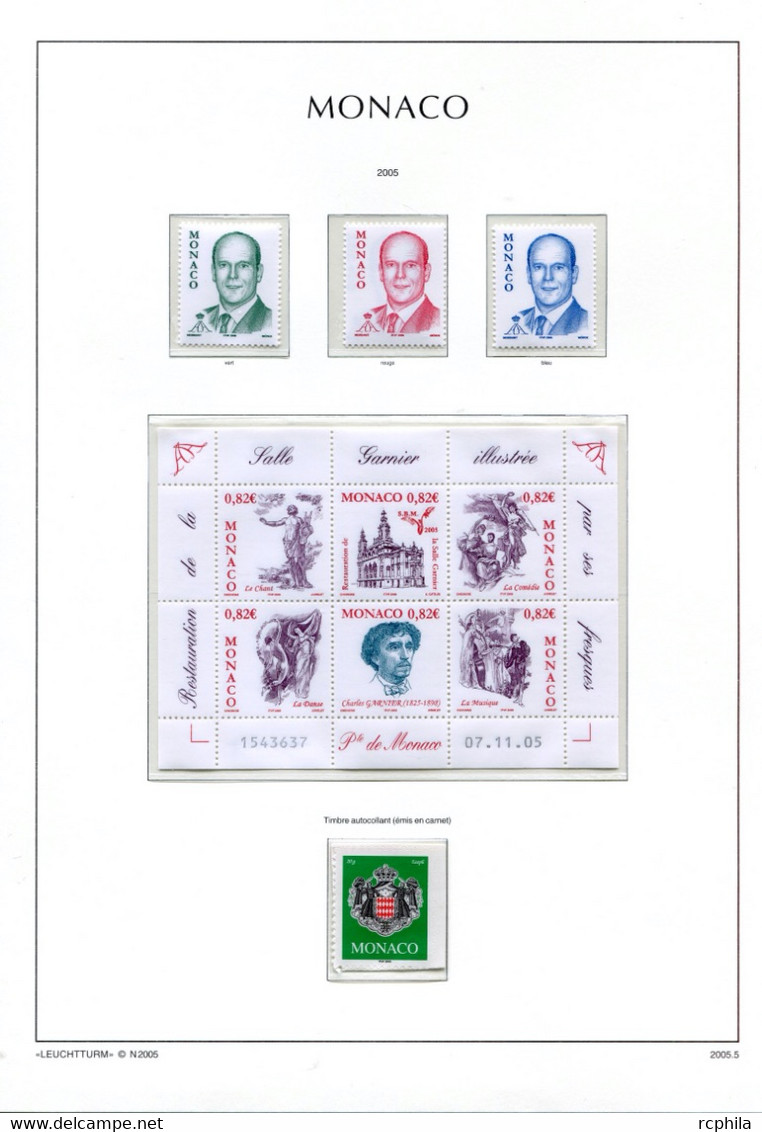 RC 24035 MONACO TIMBRES ÉMIS EN 2005 A LA VALEUR FACIALE SUR FEUILLES LEUCHTTURM NEUF ** MNH TB - Neufs