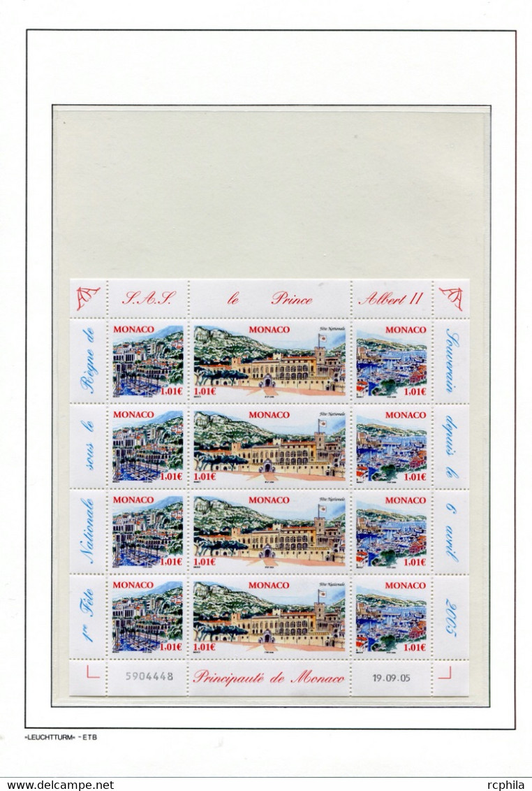 RC 24036 MONACO TIMBRES ÉMIS EN 2006 A LA VALEUR FACIALE SUR FEUILLES LEUCHTTURM NEUF ** MNH TB