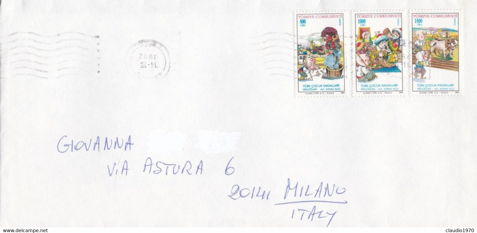 TURCHIA - TùKIYE - STORIA POSTALE - BUSTA - VIAGGIATA PER MILANO - ITALIA 1992 - Cartas & Documentos