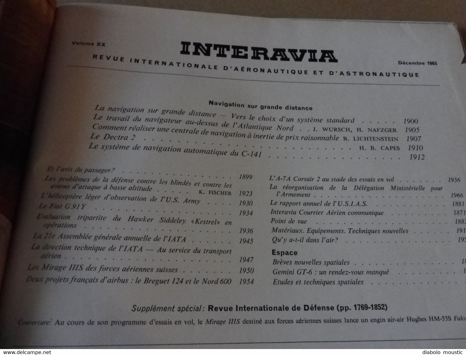 1965 INTERAVIA   - Navigation Sur Grande Distance; Défense Contre Les Blindés; Mirage IIIS Des Suisses; Etc - Avión