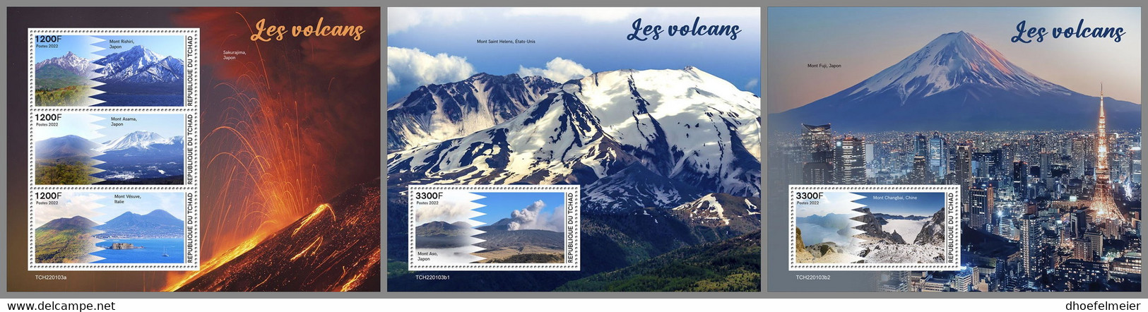 CHAD 2022 MNH Volcanoes Vulkane Volcans M/S+2S/S - OFFICIAL ISSUE - DHQ2242 - Volcans