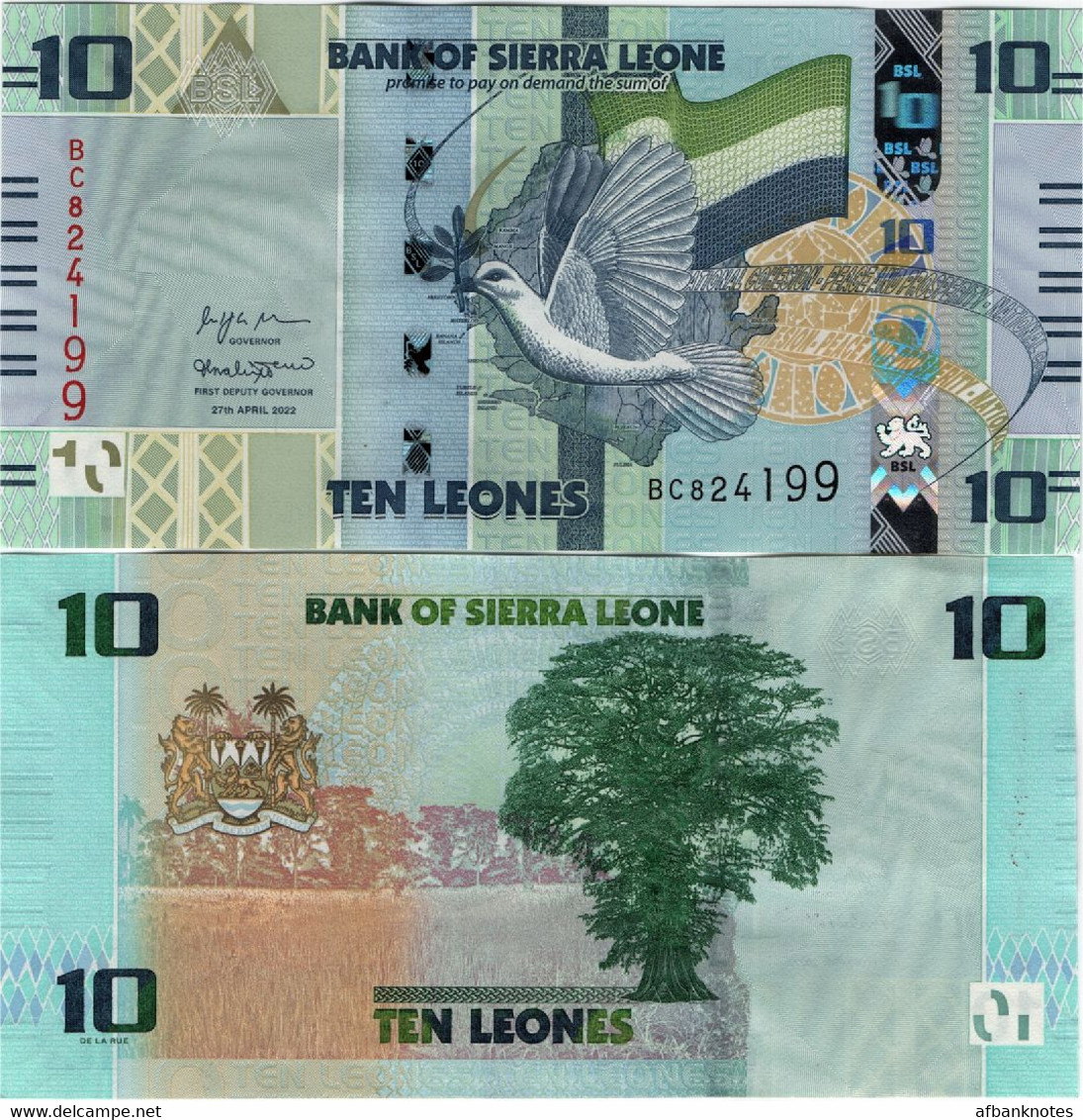 SIERRA LEONE       10 Leones       P-W37       27.4.2022       UNC - Sierra Leona