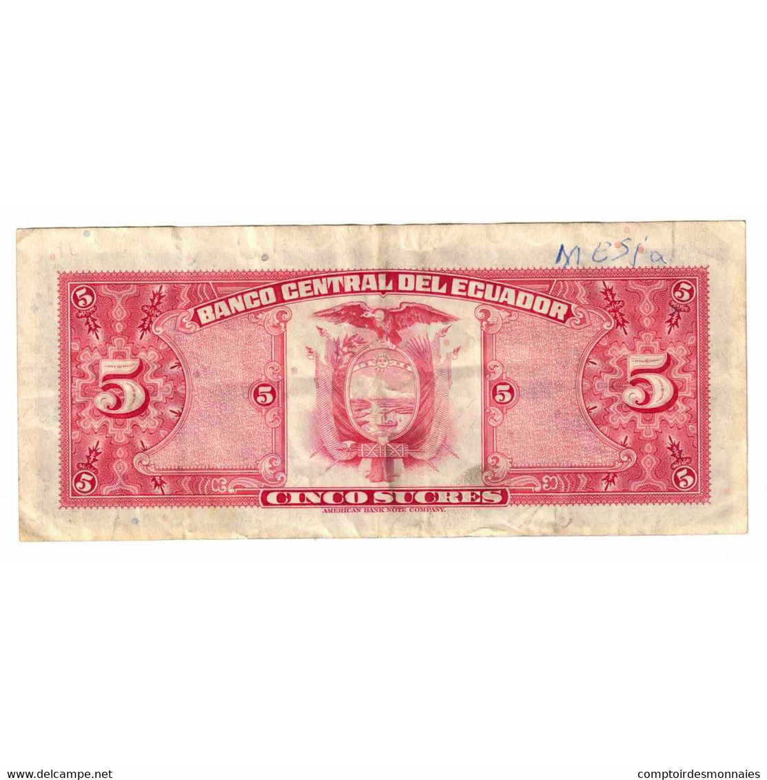 Billet, Équateur, 5 Sucres, 1982, 1982-08-20, KM:108b, TB - Ecuador
