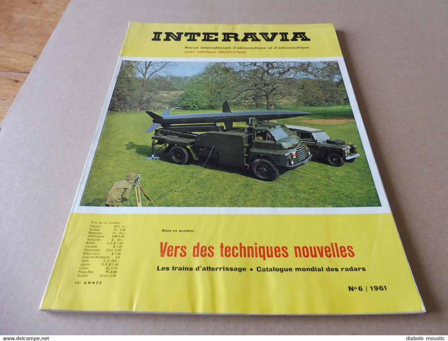 1961 INTERAVIA   - Catalogue Mondial Des Radars; Trains D'atterrissage;Engin Sol-sol Blue Water ; Nombreuses Pubs  ; Etc - Vliegtuig