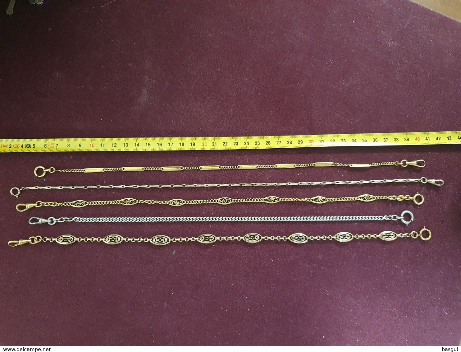 Lot De 5 Chaines De Montre Anciennes Argent Et Plaquee - Necklaces/Chains