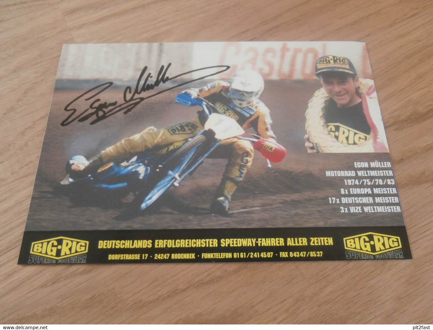 Speedway Autogrammkarte Egon Müller , 80er Jahre , Autogramm , Rodenbek , Weltmeister , Motorradrennen !!! - Motos