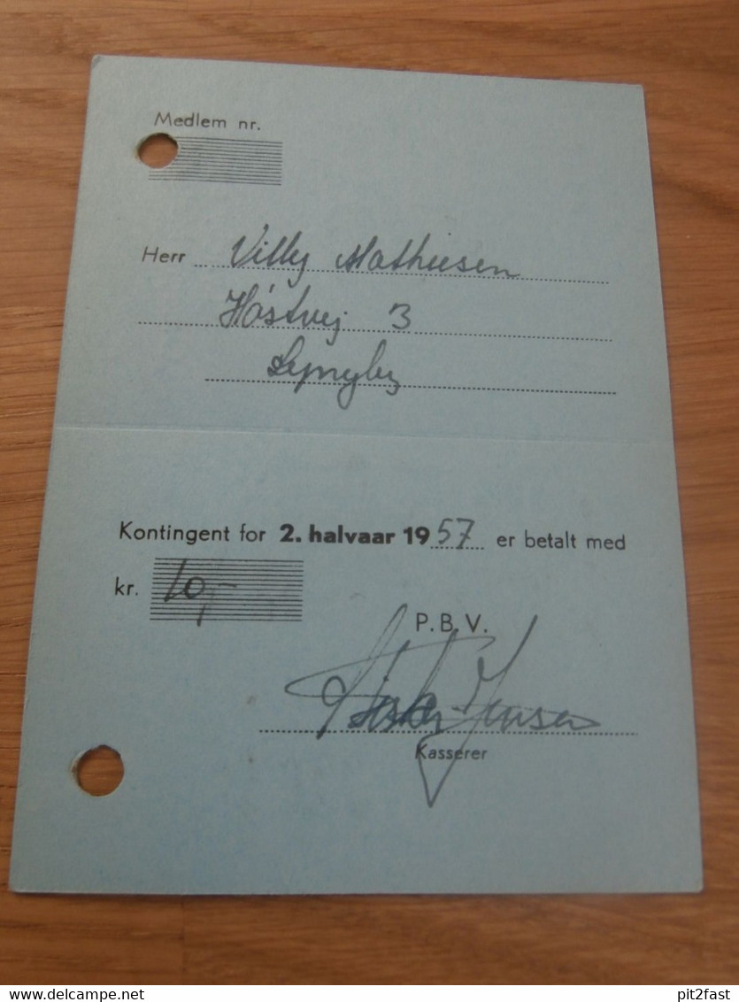 Alter Speedway Ausweis , 1957 , Willy Mathiesen , Lyngby Og Omegns Motorklub , Dänemark , Mitgliedskarte !! - Motos