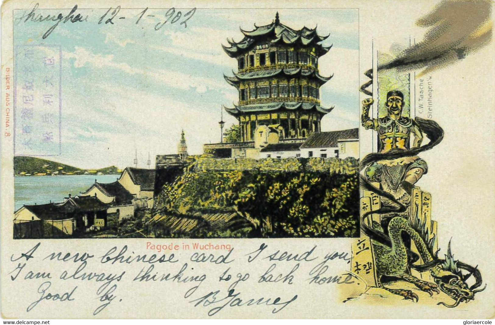 P0380  - French CHINA - Postal HISTORY - Postcard From SHANGHAI To ITALY Siena 1902 - Briefe U. Dokumente