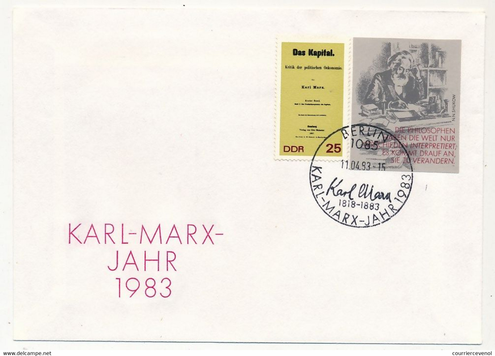 ALLEMAGNE DDR - 11 Enveloppes Karl-Marx Jahr 1983 + 1 Soda Stassfurt Karl Marx - Oblit. Diverses - Brieven En Documenten