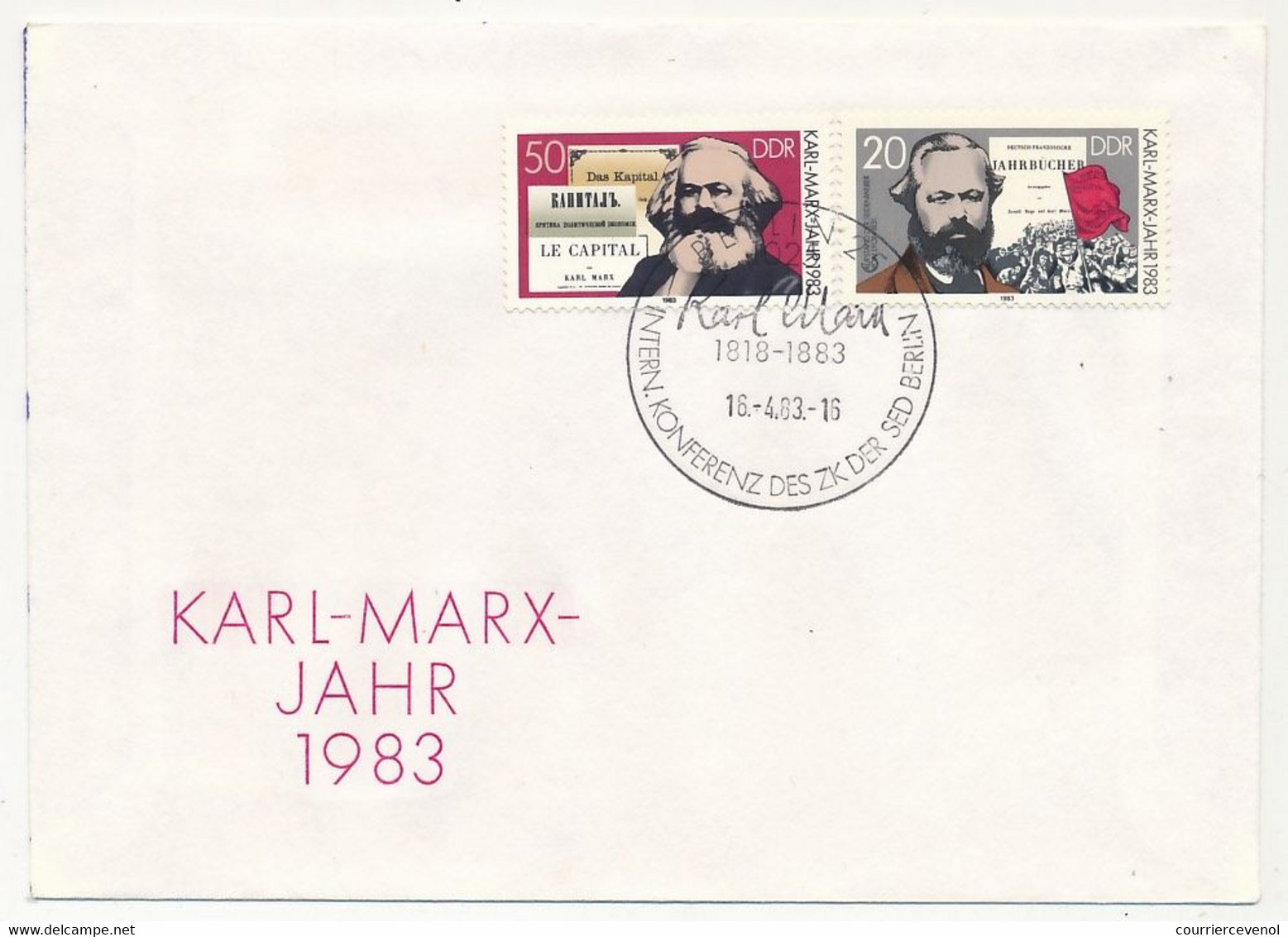 ALLEMAGNE DDR - 11 enveloppes Karl-Marx Jahr 1983 + 1 Soda Stassfurt Karl Marx - Oblit. diverses