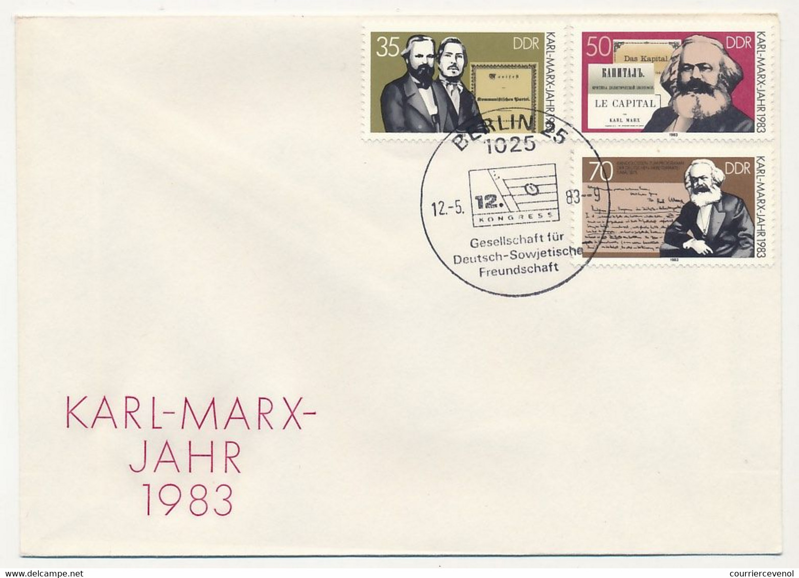 ALLEMAGNE DDR - 11 enveloppes Karl-Marx Jahr 1983 + 1 Soda Stassfurt Karl Marx - Oblit. diverses