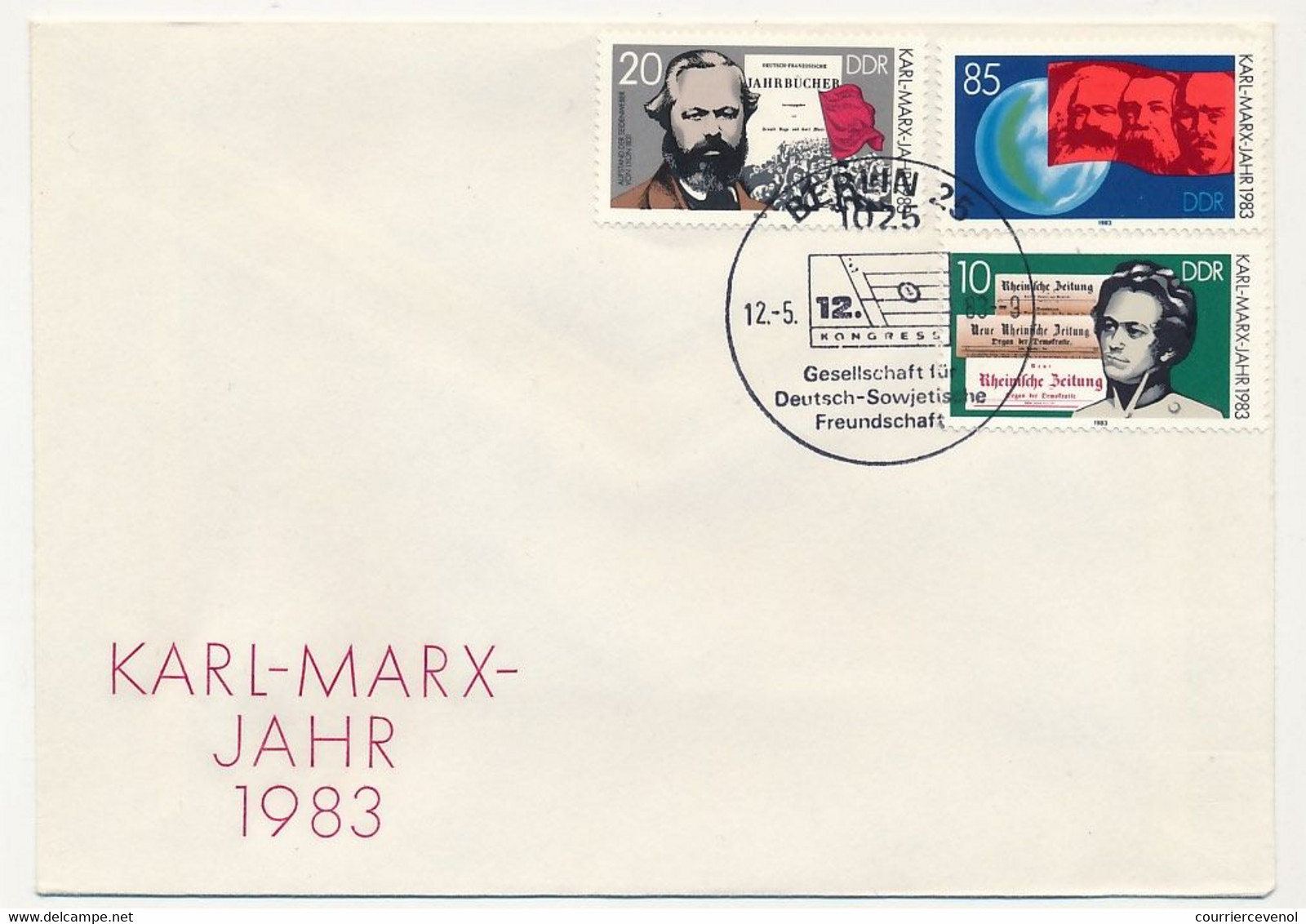 ALLEMAGNE DDR - 11 enveloppes Karl-Marx Jahr 1983 + 1 Soda Stassfurt Karl Marx - Oblit. diverses