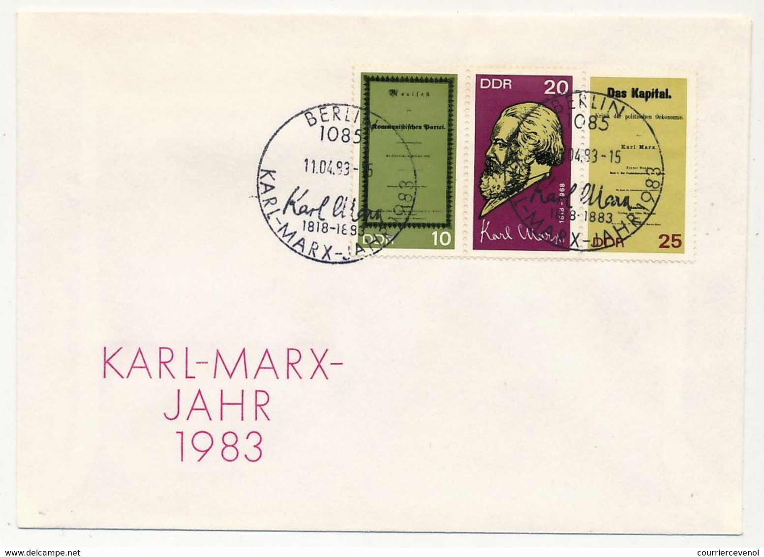 ALLEMAGNE DDR - 11 enveloppes Karl-Marx Jahr 1983 + 1 Soda Stassfurt Karl Marx - Oblit. diverses