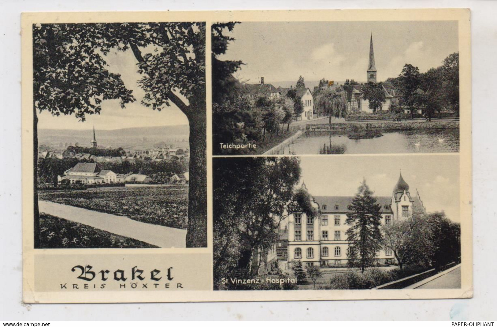 3492 BRAKEL, St. Vinzenz - Hospital, Teichpartie, Ortsansicht, 195.., Kl. Druckstelle - Brakel