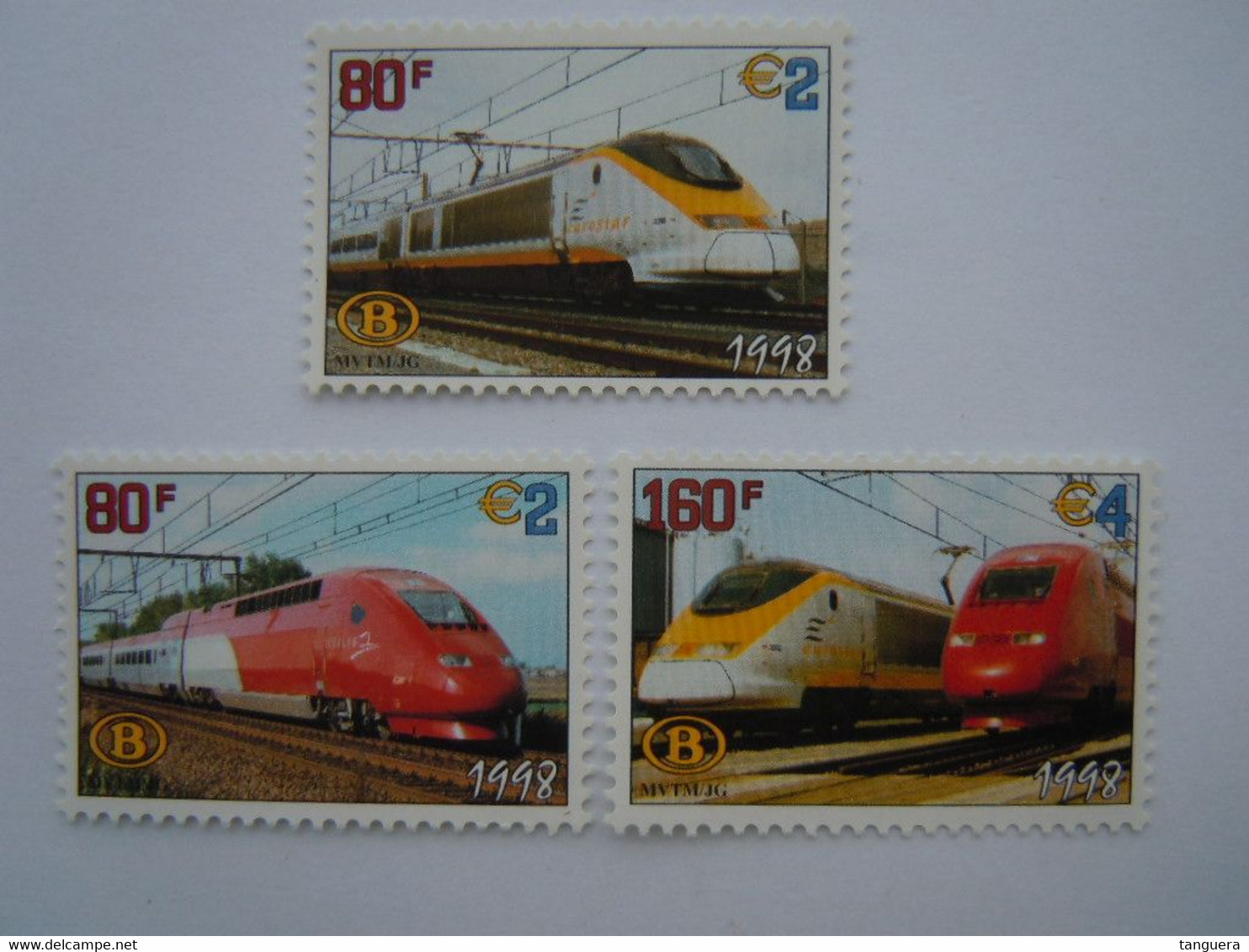 België Belgique 1998 Spoorwegvignet Vignette Chemins De Fer Eurostar Thalys Trein Train TRV6/8 MNH ** - 1996-2013 Vignetten [TRV]