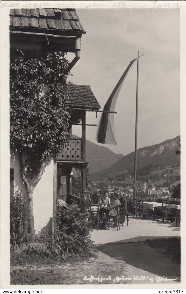 B8805) GOISERN - Salzkammergut - GRPNER WALD ? - Haus U. Personen Mit Wehender Fahne ALT 1937 - Bad Goisern