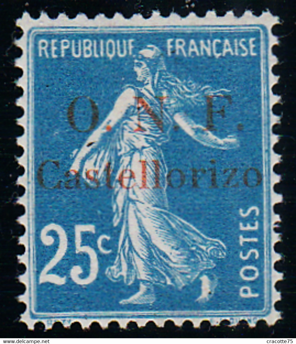 CASTELLORIZO - N* 31* - SEMEUSE 25c Bleu - Centrage Superbe. Charnière Propre. - Neufs