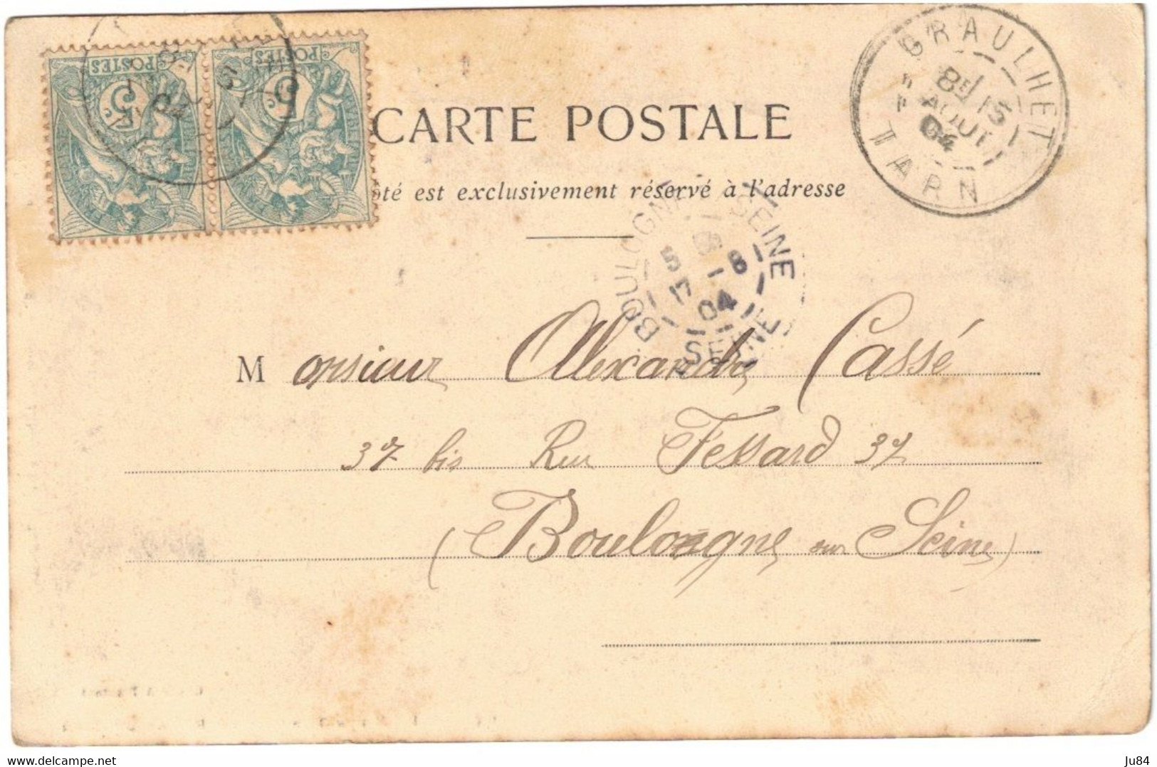 Tarn - L'Lisle-sur-Tarn - Le Rivage Du Tarn - Type Blanc - Cachet Graulhet - Carte Postale Pour Boulogne - 15 Août 1904 - Lisle Sur Tarn