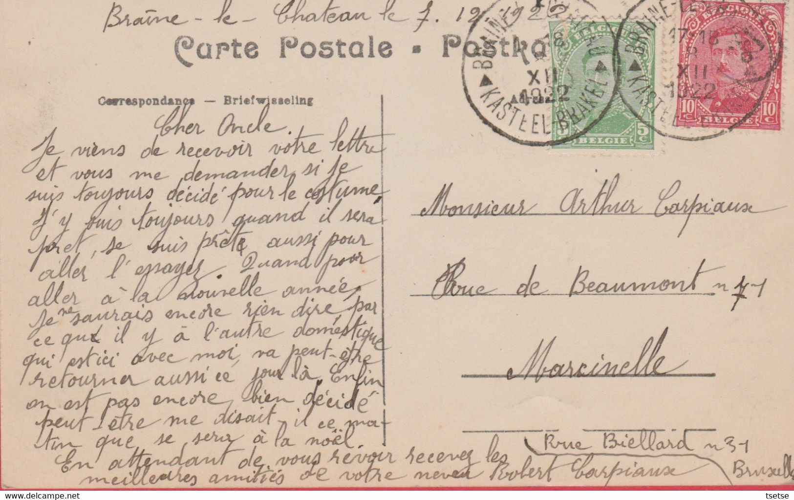 Braine-le-Château - Château De Robiano -1919 ( Voir Verso ) - Kasteelbrakel