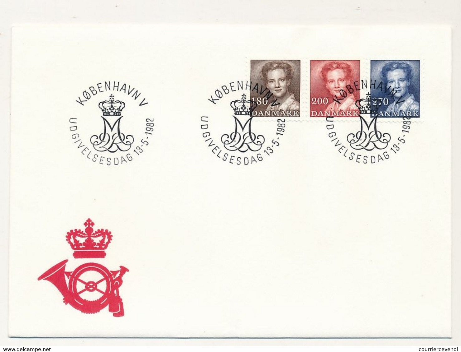 DANEMARK => 3 Enveloppes FDC - La Reine Margrethe II - 1982 - FDC