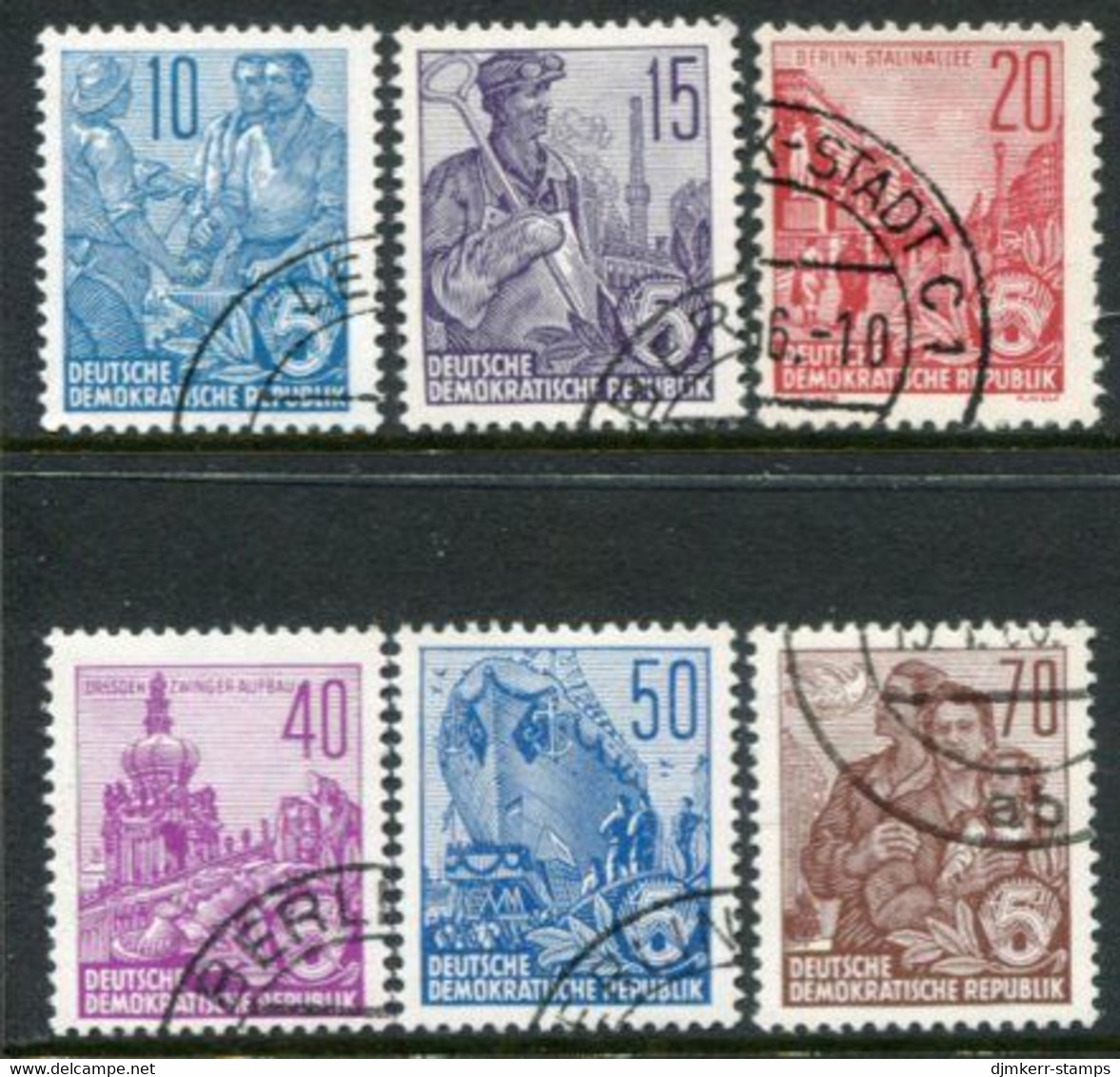 DDR / E. GERMANY 1955 Five-year Plan Definitive IV  Used.  Michel  453-58 - Used Stamps