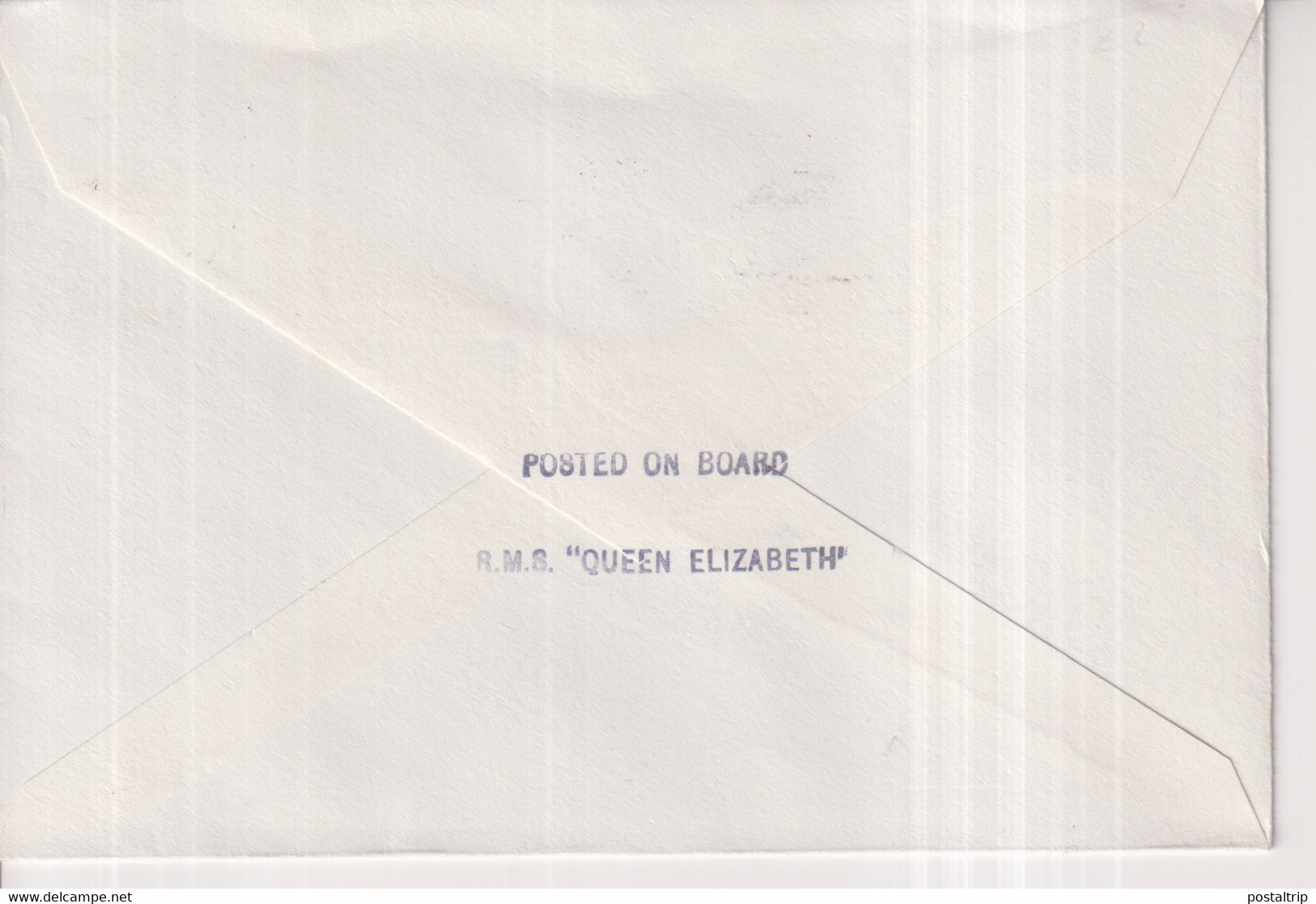QUEen Elizabeth Final Voyage Posted On Board 1968     +-14*9.5cm - Bateaux