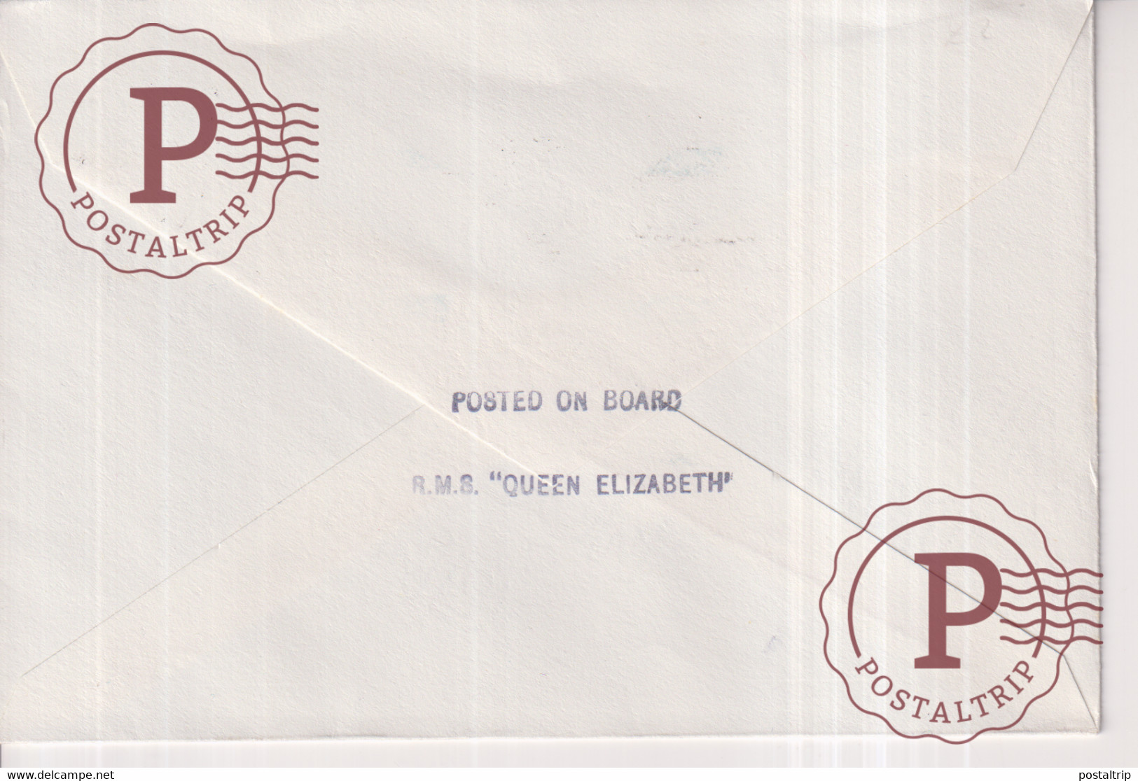QUEen Elizabeth Final Voyage Posted On Board 1968     +-14*9.5cm - Bateaux