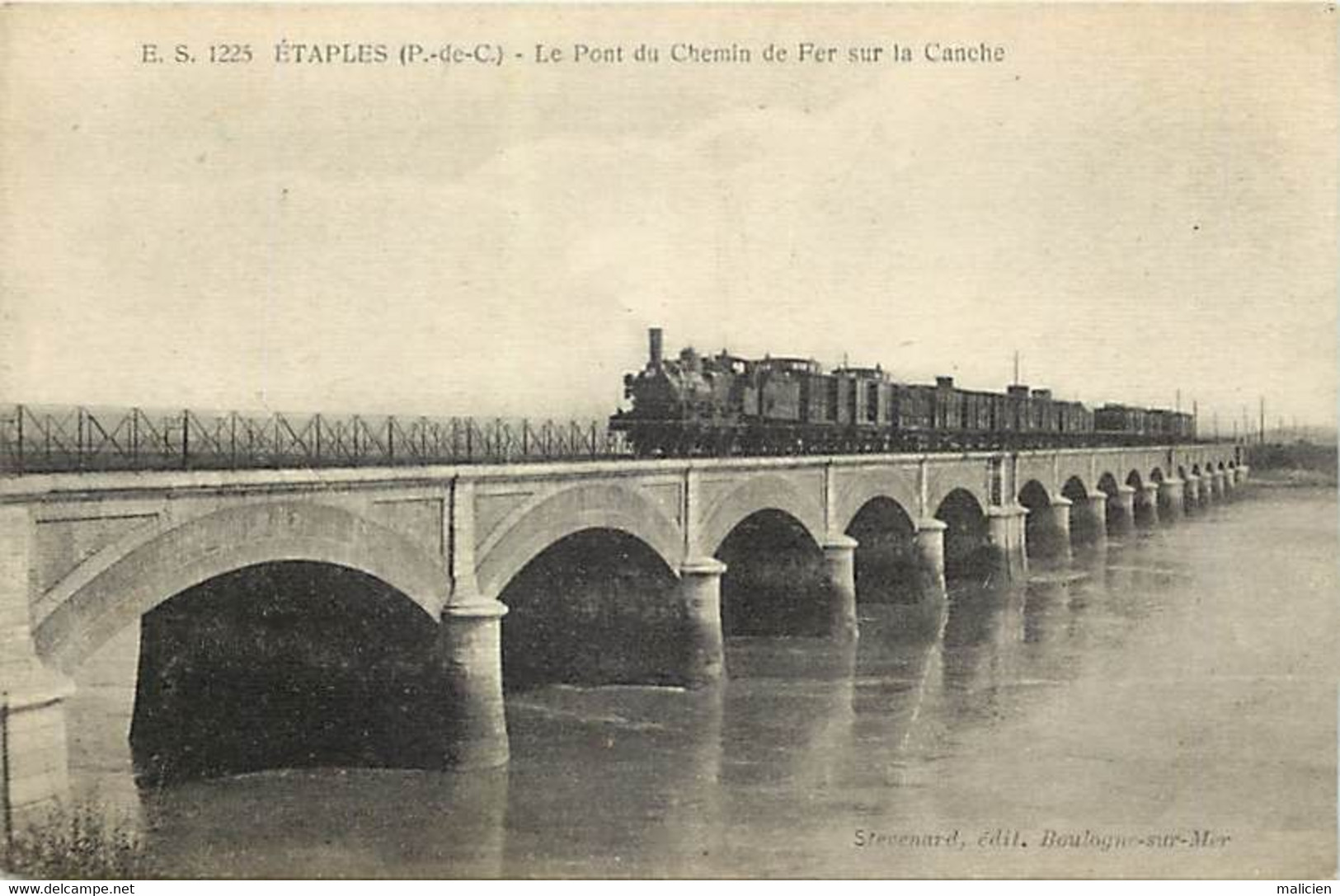 - Pas De Calais -ref-B151- Etaples - Pont Du Chemin De Fer Sur La Canche - Passage Du Train - Trains - - Etaples