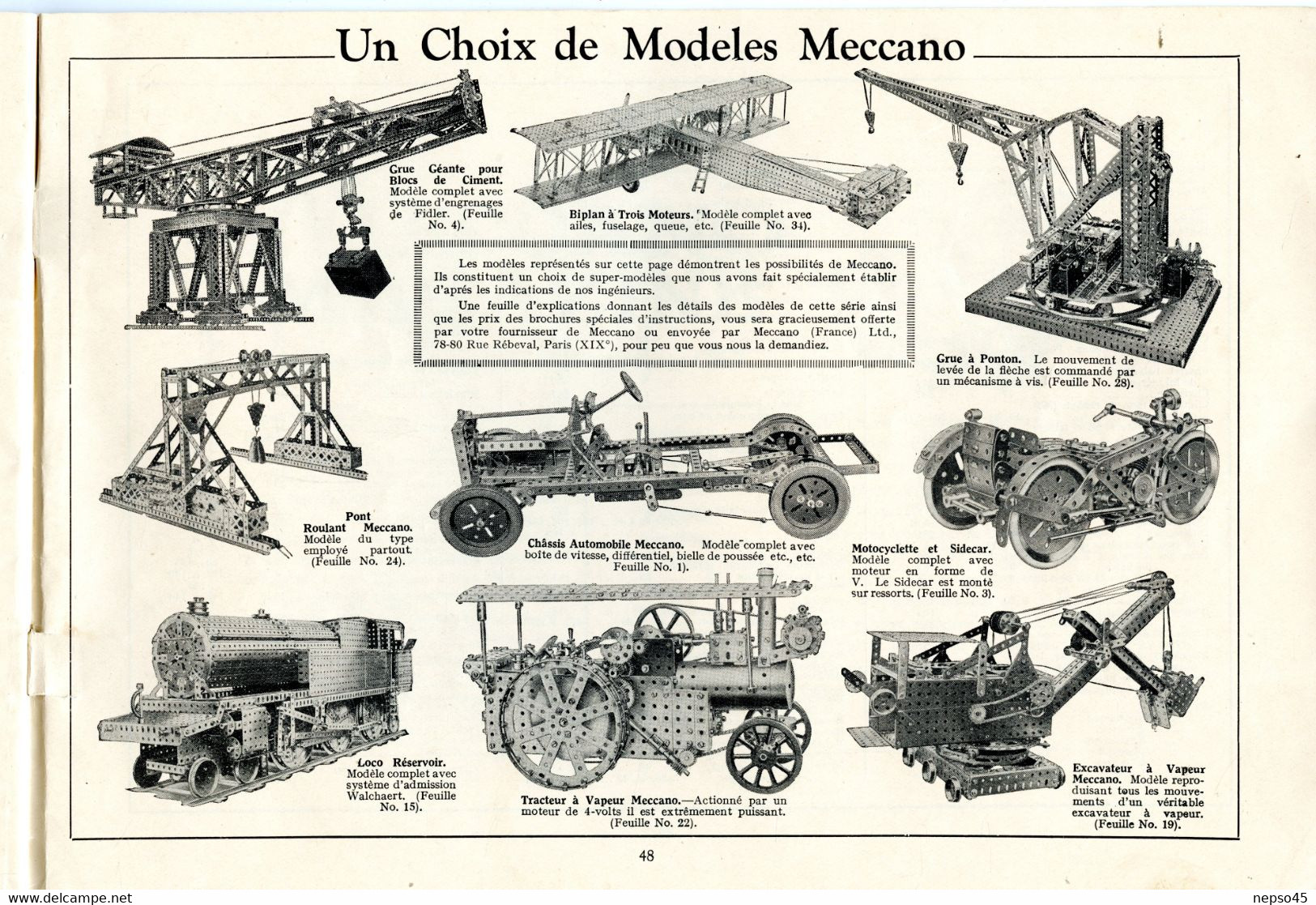 Catalogue Meccano.mécanismes standar.engrenages.embrayages.changements de vitesse.courroies.poulies.mécanismes à vis.