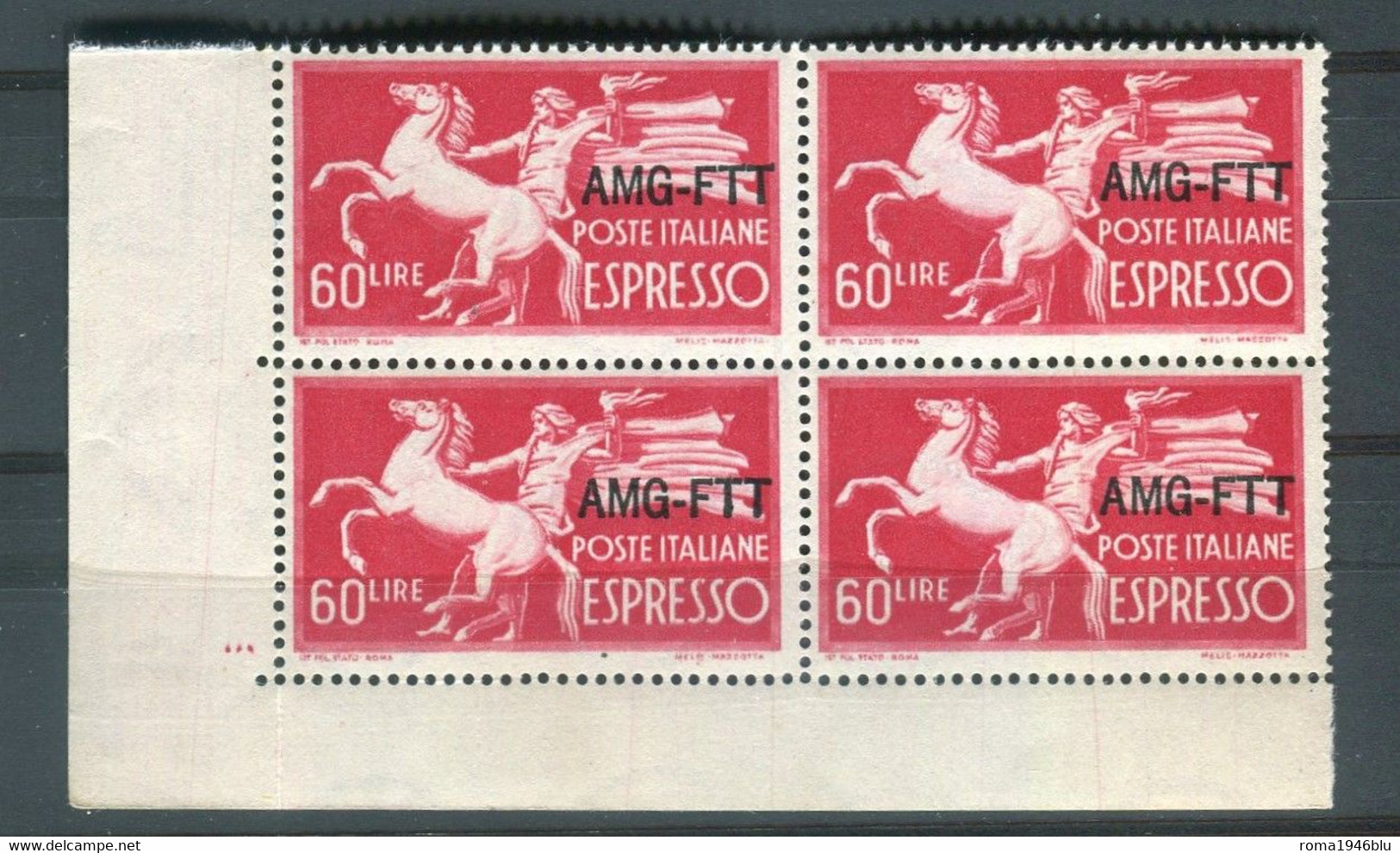 TRIESTE A 1950 ESPRESSI DEMOCRATICA 60 LIRE QUARTINA ** MNH - Exprespost