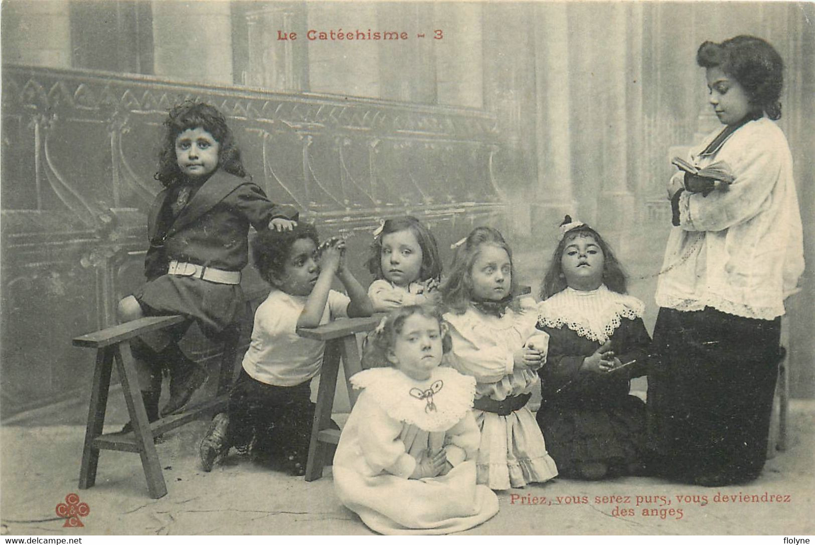 Le Catéchisme - Série Complète De 5 Cpa - Enfants Religion Religieux - Gruppen Von Kindern Und Familien