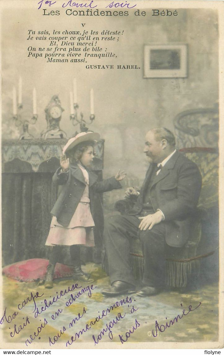 Les Confidences De Bébé - Série Complète De 5 Cartes Photos - Humour Poésie Poète Gustave HAREL - Colecciones, Lotes & Series