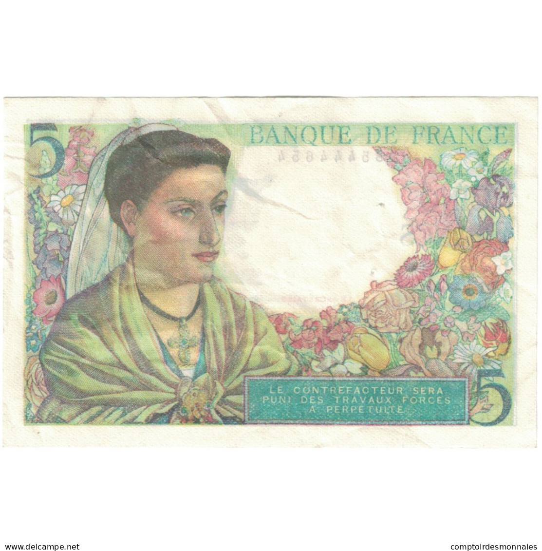 France, 5 Francs, Berger, 1947, E.155 44654, TTB, Fayette:5.7, KM:98b - 5 F 1943-1947 ''Berger''