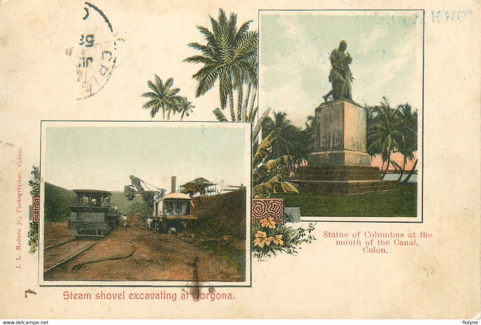 Colon - Steam Shovel Excavating At Gorgona , Statue Of Colombus - Mine Mines - Panama - Panamá