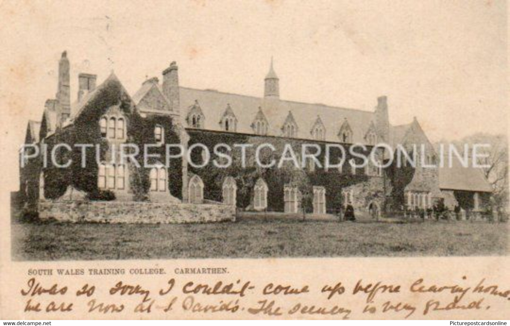 SOUTH WALES TRAINING COLLEGE CARMARTHEN OLD B/W POSTCARD WALES TEACHER TRAINING 1904 - Carmarthenshire