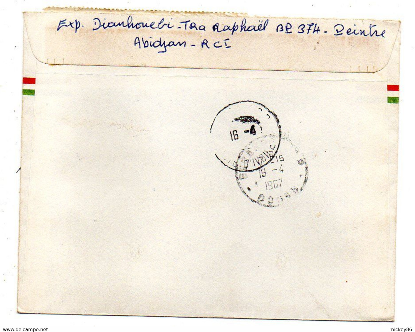 Côte D'Ivoire-1967- Lettre Recommandée TREICHVILLE  Pour Besançon-25--tp  Divers  Sur Lettre..cachet......à Saisir - Côte D'Ivoire (1960-...)