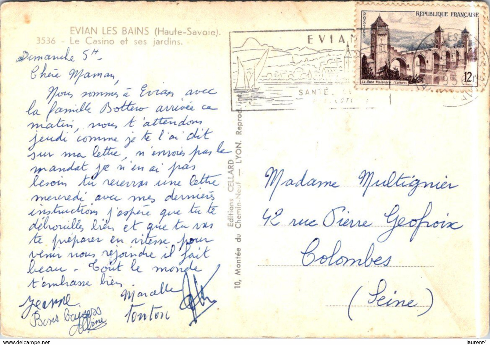 (2 L 41)(M+S) France  - Evain Les Bains Casino (posted 1956) - Casinos