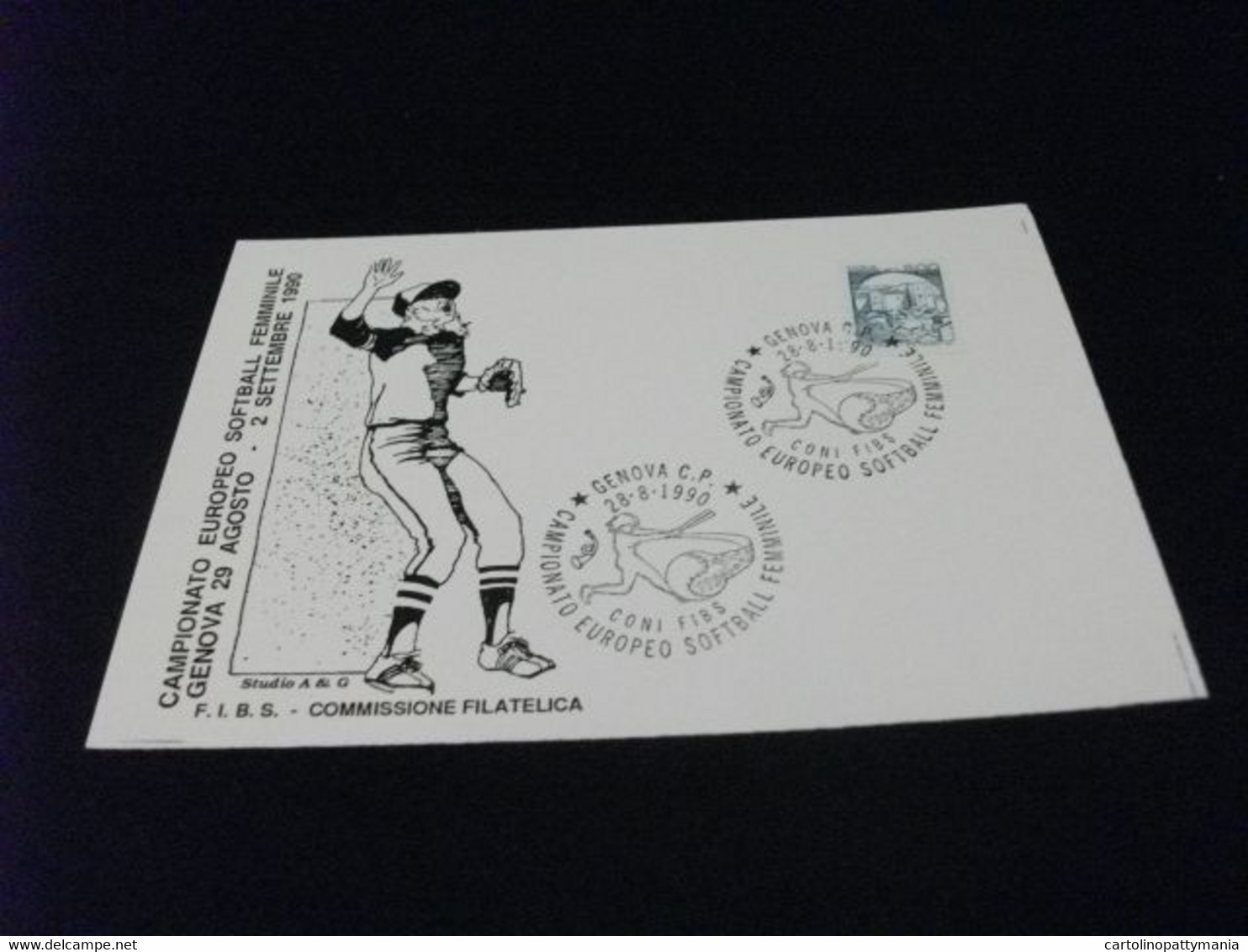 CARTOLINA POSTALE  CAMPIONATO EUROPEO BASEBALL 1990 SOFTBALL FEMMINILE GENOVA STUDIO A & G - Baseball