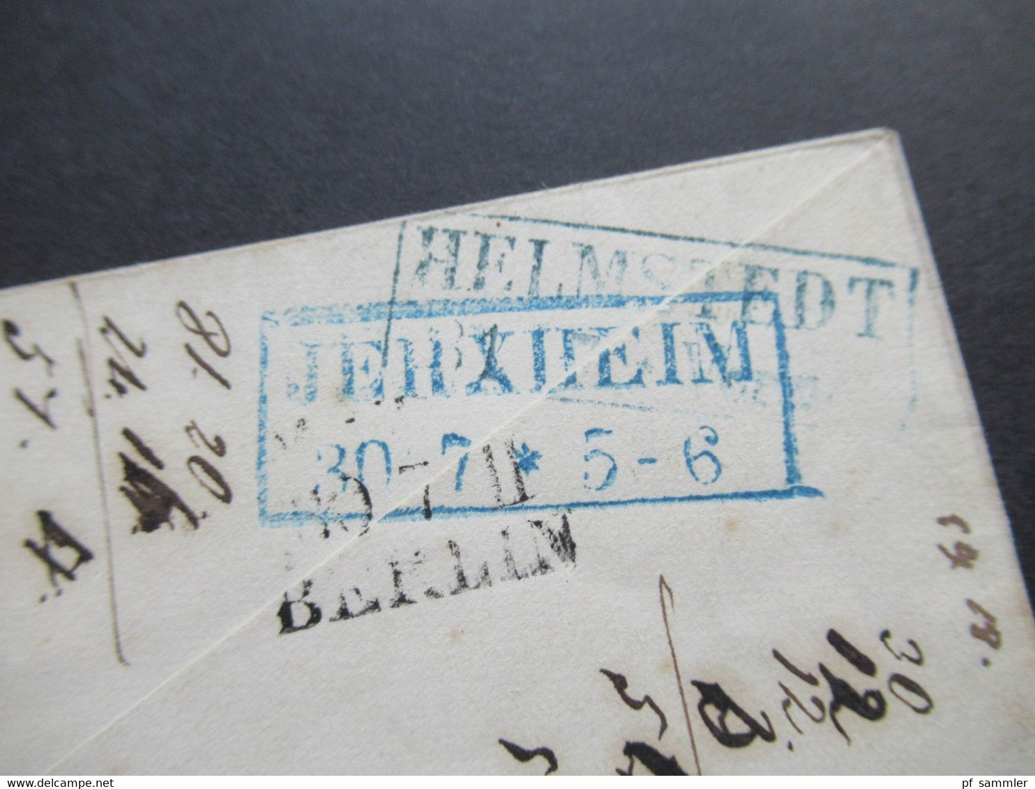 AD Hannover Um 1860 GA Umschlag Mit Zusatzfrankatur Blauer Stempel Lüneburg über Jerxheim Nach Helmstedt (Bahnpost) - Hannover