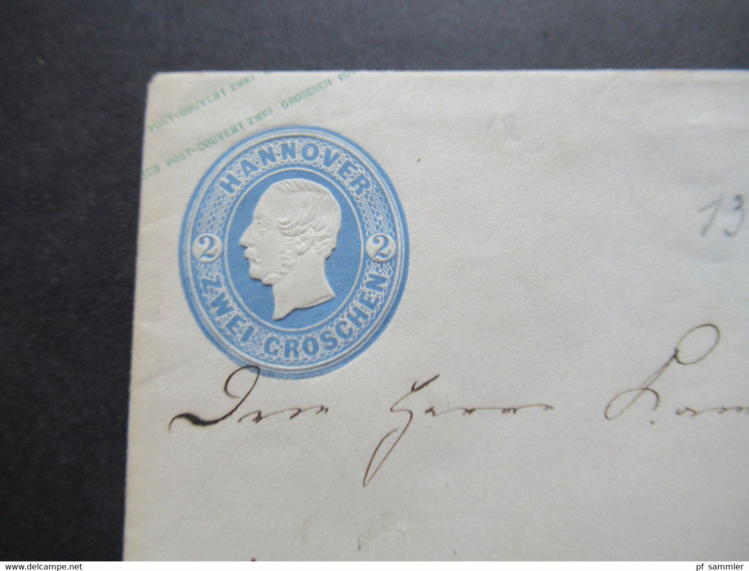 AD Hannover Um 1863 GA Umschlag U 13 Zwei Groschen Blauer Stempel Hameln - Hanovre