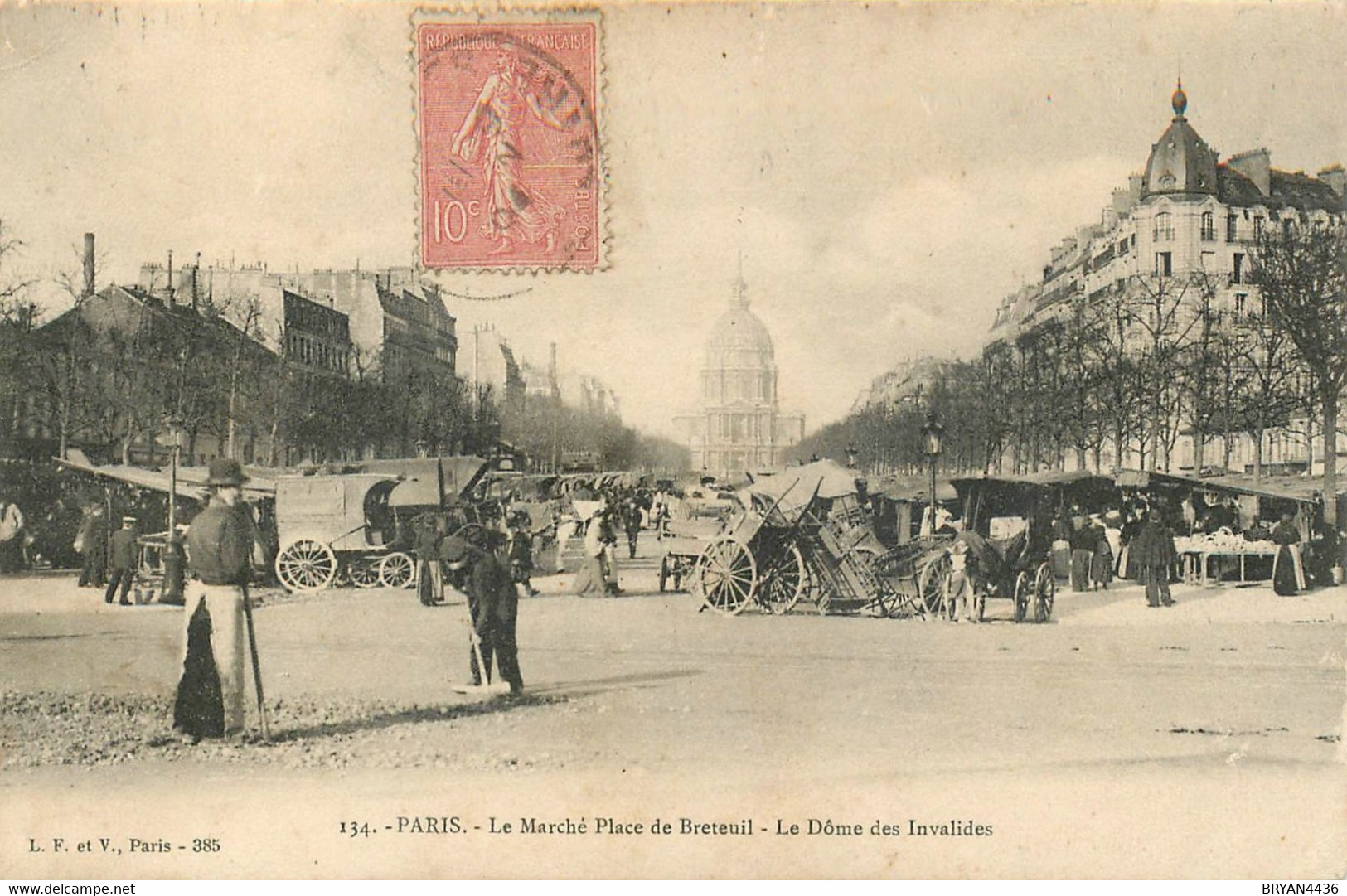 PARIS - XV° - Le MARCHE PLACE De BRETEUIL - Le DÔME Des INVALIDES - CARTE - TRES BON ETAT - Arrondissement: 15