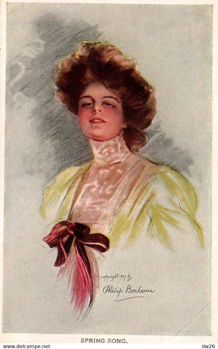 Illustration Philip Boileau: Spring Song (Chanson De Printemps) Femme 1907 - Carte RN Non Circulée - Boileau, Philip