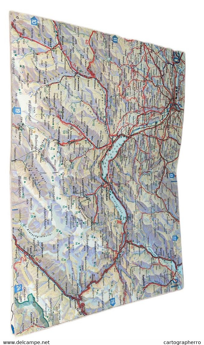 Reiseatlas der Schweiz 1939, scale 1:400.000, Switzerland map, Atlas touristique de la Suisse 12.5 x 17.5 cm